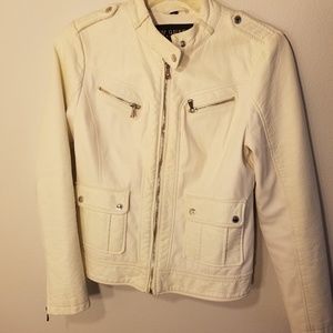 GUESS Women's Faux Leather Jacket Size Med Motorc